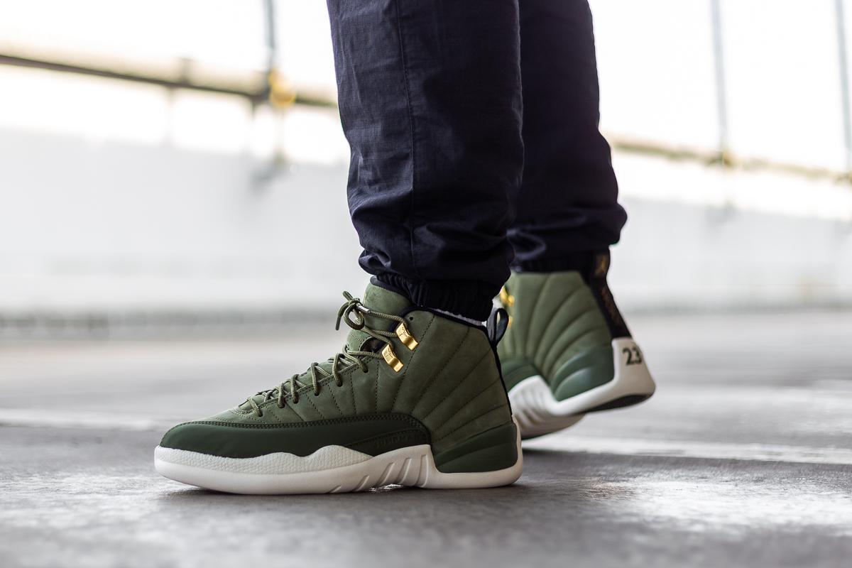 Olive green jordans 12 on sale